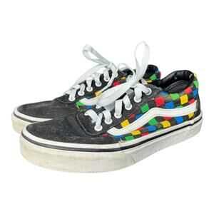 Vans Old Skool Rainbow Checkered Youth Sneakers Skate Shoes Sz 2